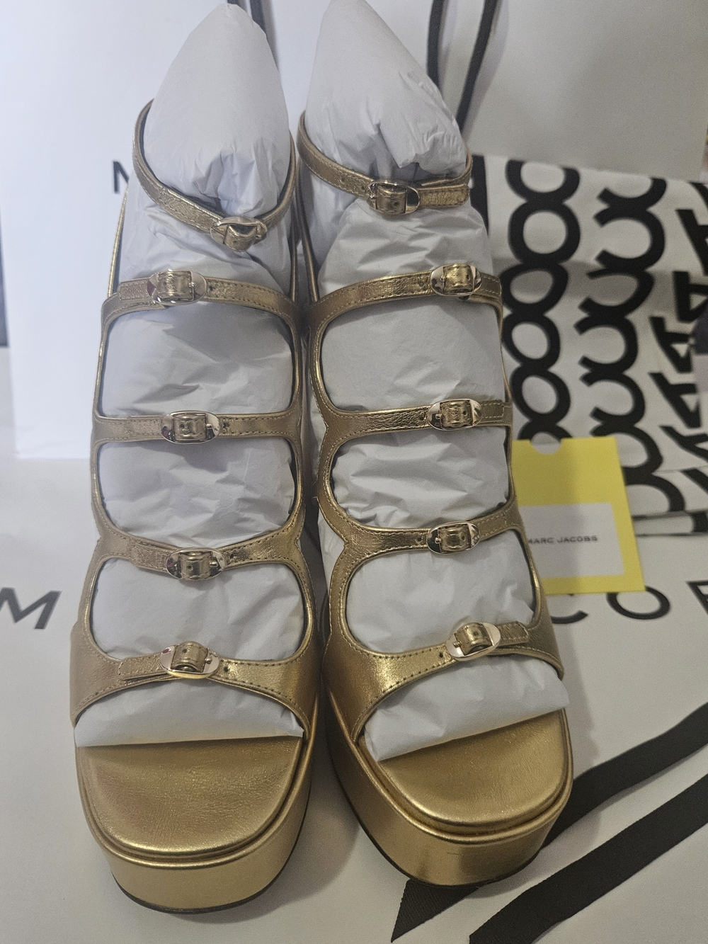 Marc Jacobs The Metallic Leather KiKi Platform Sandal EU 40 US 10 - Picture 8 of 13